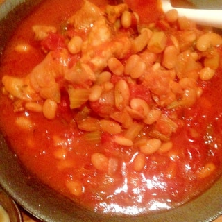 手羽元と白いんげん豆のトマト煮込み　圧力鍋レシピ